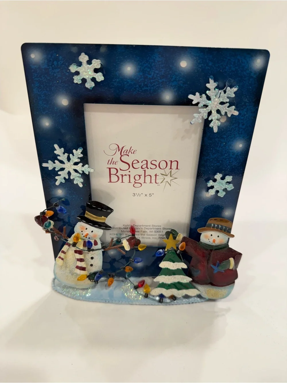 Blue Snowman Holiday Picture Frame - Make the Season Bright